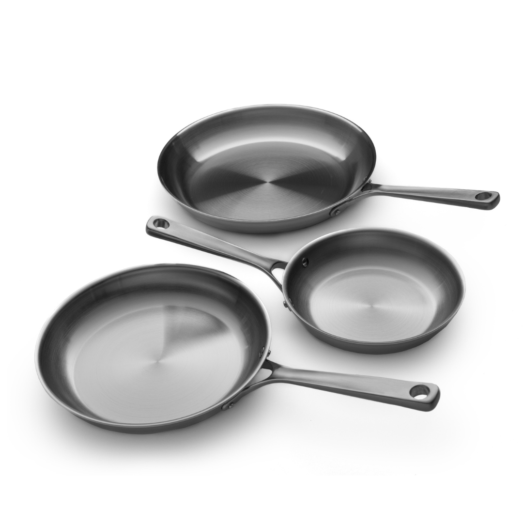 Classic Carbon Clad® – 3 Ply Carbon Steel Frying Pans – 3 Piece Set GEN 1